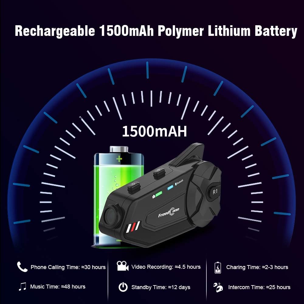 Freedconn R1 Plus 1000M Motorcycle Helmet Intercom And Camera Bluetooth Headset