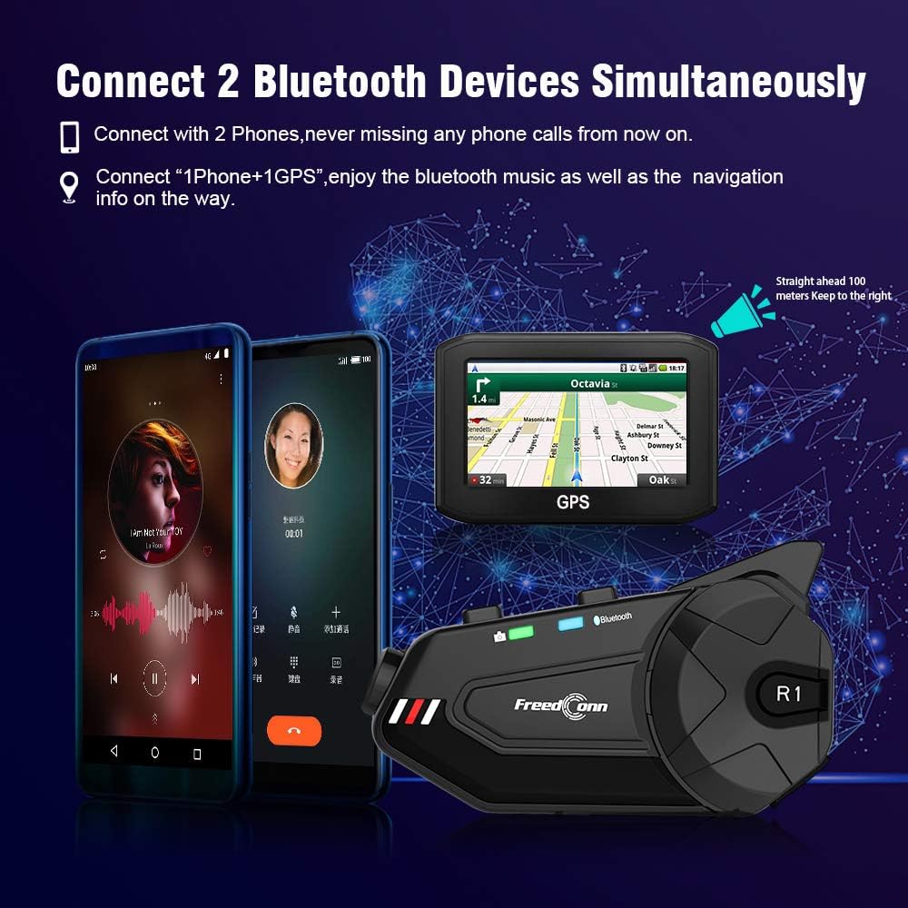 Freedconn R1 Plus 1000M Motorcycle Helmet Intercom And Camera Bluetooth Headset