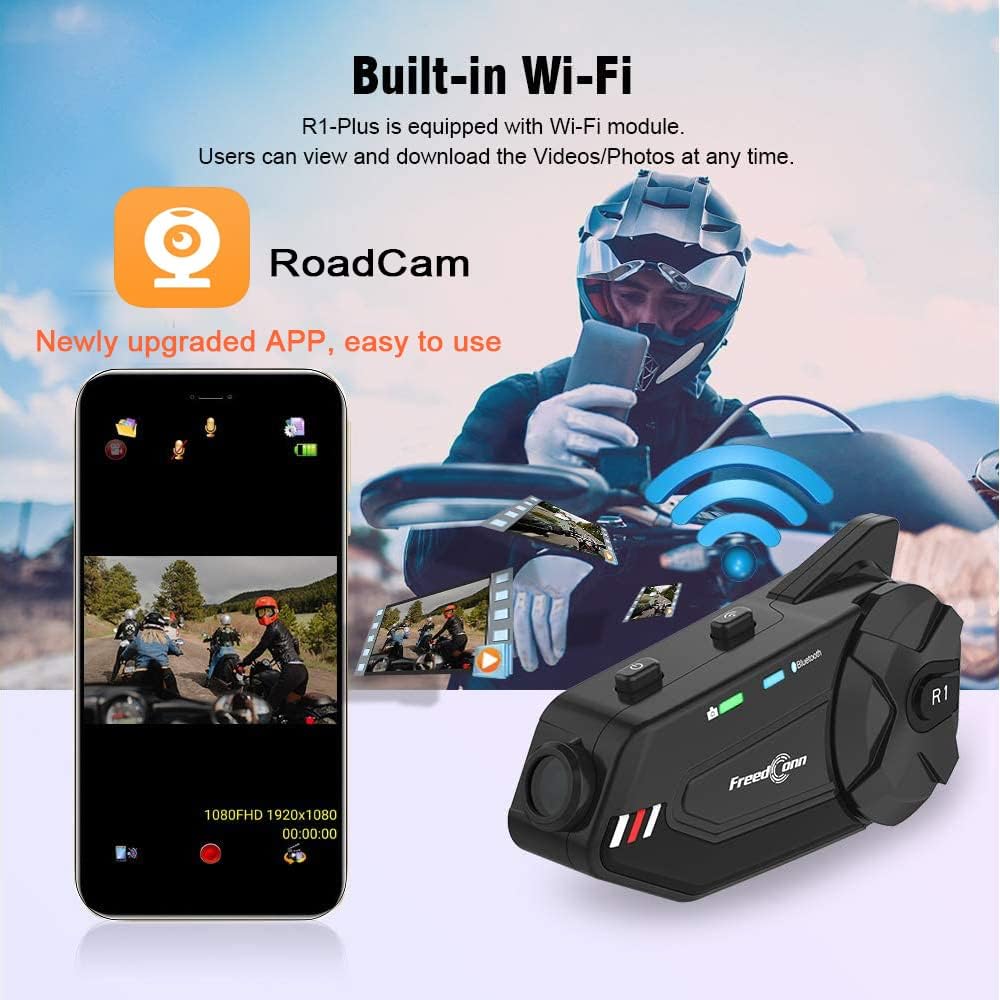 Freedconn R1 Plus 1000M Motorcycle Helmet Intercom And Camera Bluetooth Headset