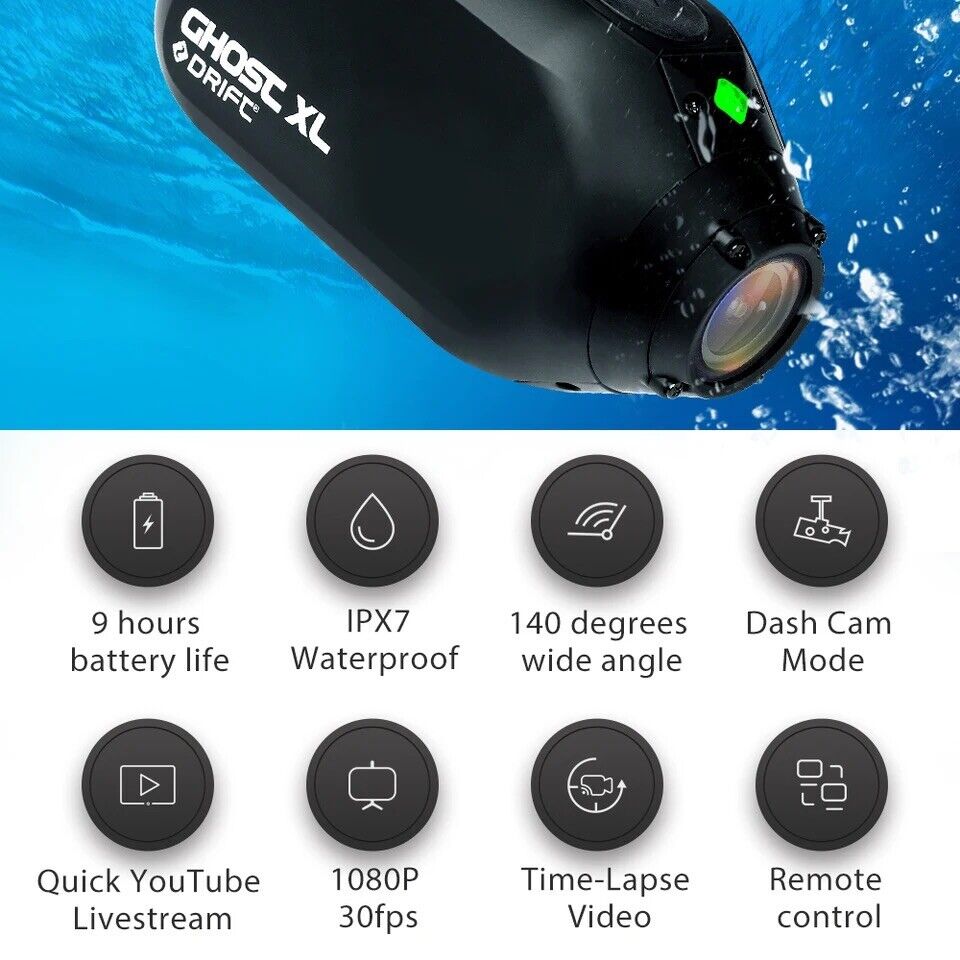 Drift Ghost XL - Motorcycle Helmet Camera 1080p - Motorbike Dash Cam