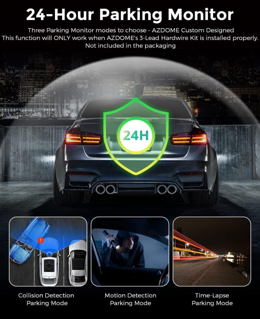 AZDOME M550 Pro 3 Channel Car Dash Cam, Front Inside Rear, 4K GPS WiFi