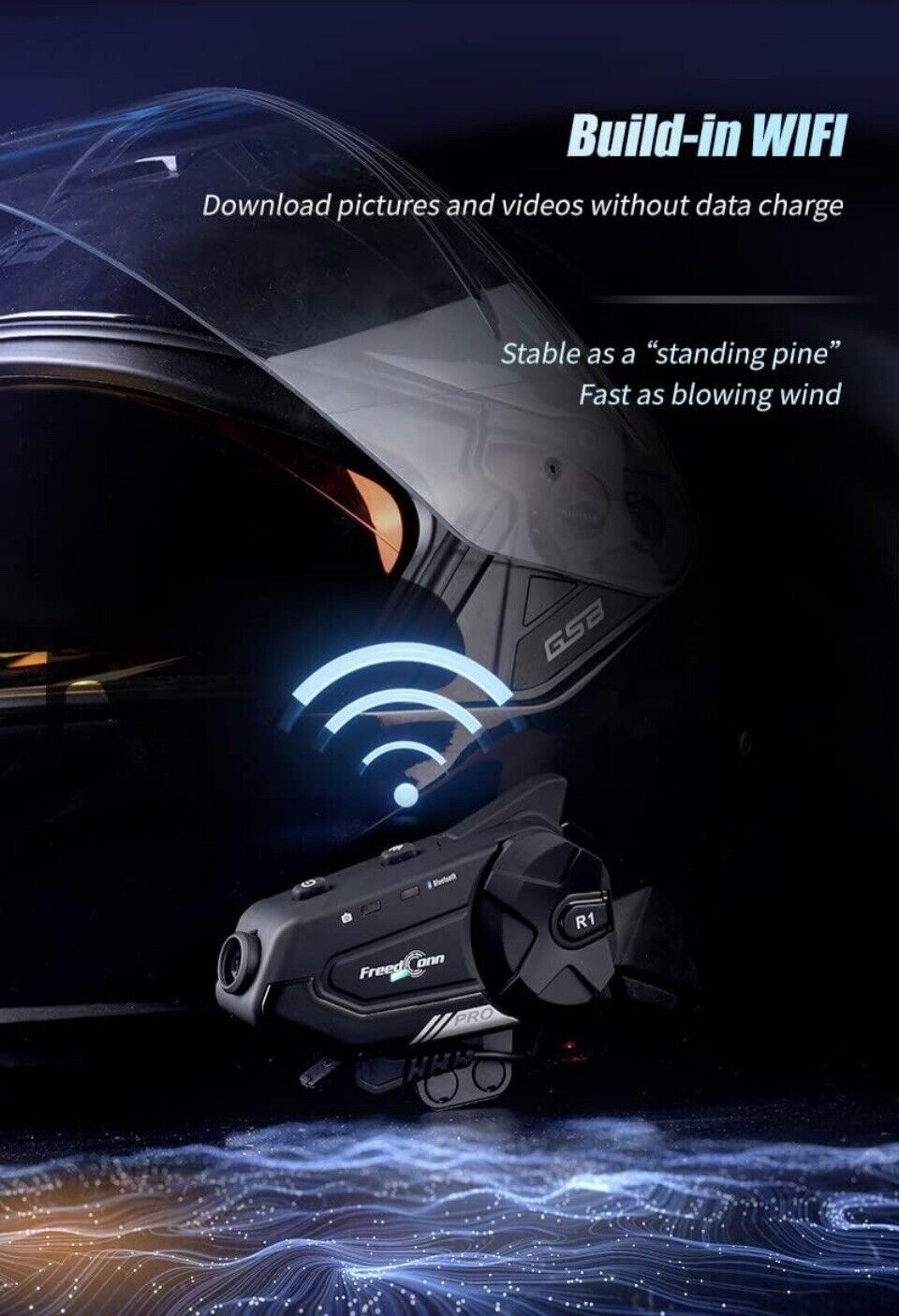 Freedconn R1 PRO Motorcycle Helmet Intercom Bluetooth Headset Interphone FM