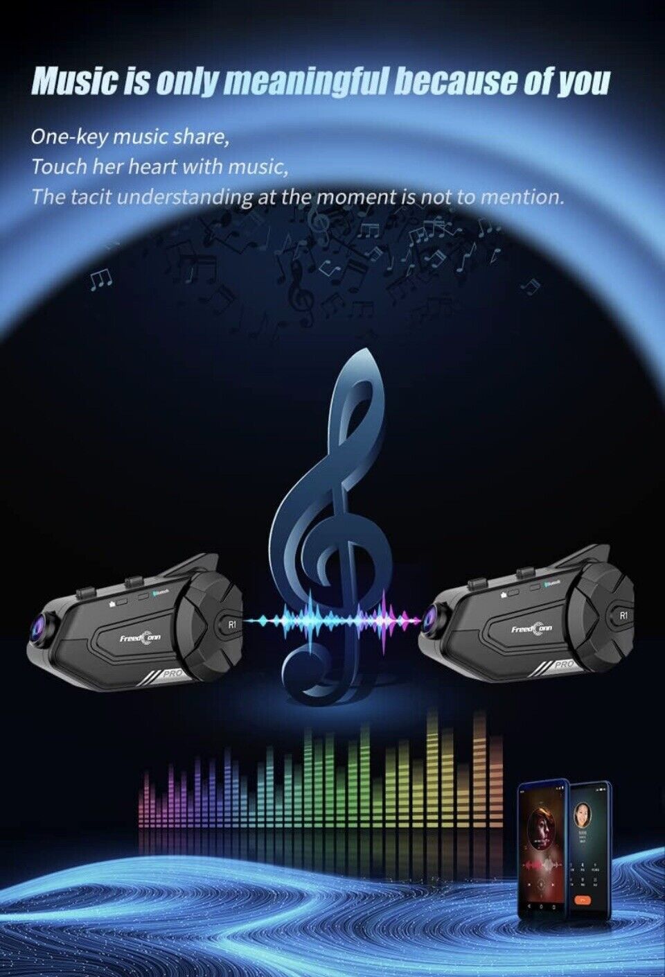 Freedconn R1 PRO Motorcycle Helmet Intercom Bluetooth Headset Interphone FM