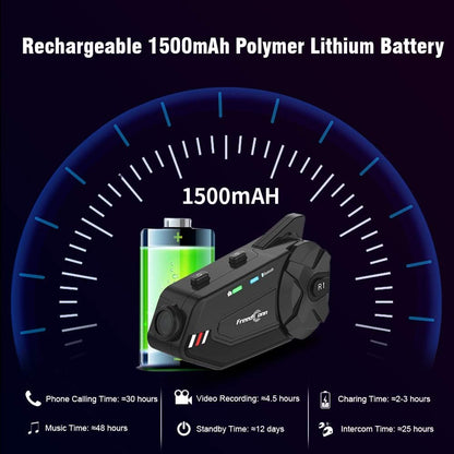 Freedconn R1 Plus 1000M Motorcycle Helmet Intercom And Camera Bluetooth Headset