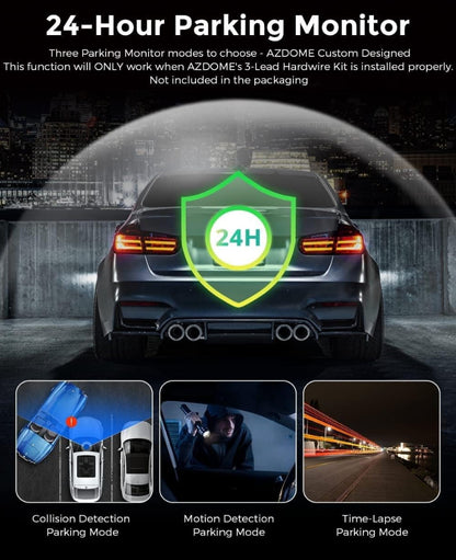 AZDOME M550 Pro 3 Channel Car Dash Cam, Front Inside Rear, 4K GPS WiFi